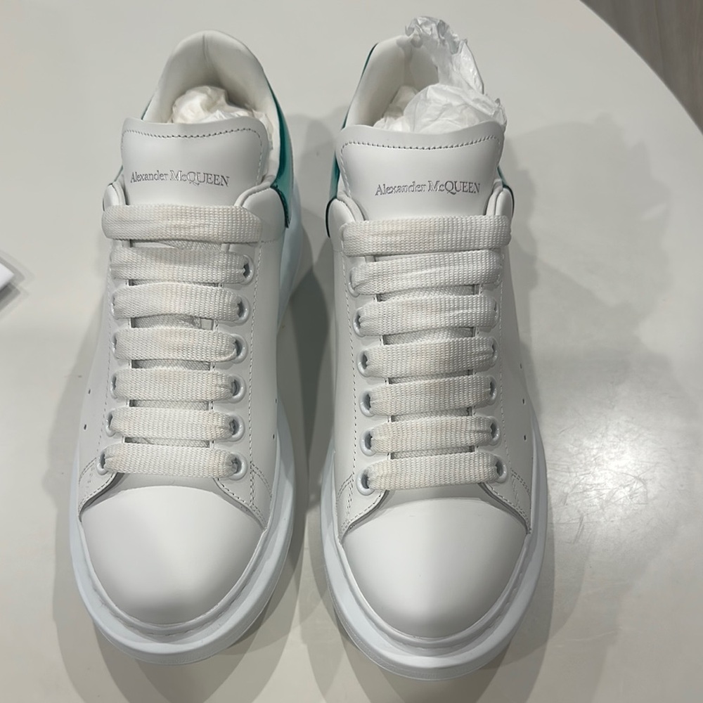 Alexander McQueen White and Teal Sneakers